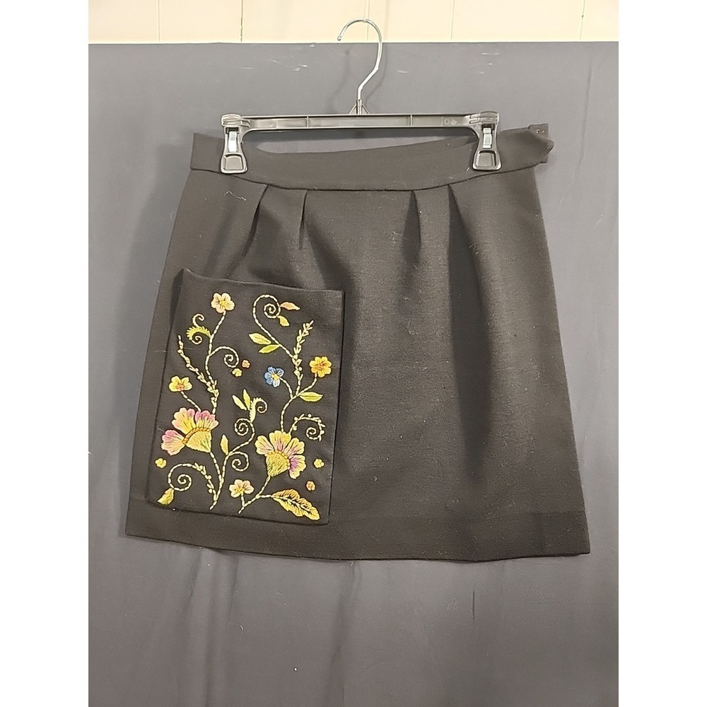 Vintage Gino Paoli Skirt Apron Size 14 Pocket Embroidered 100% Wool
